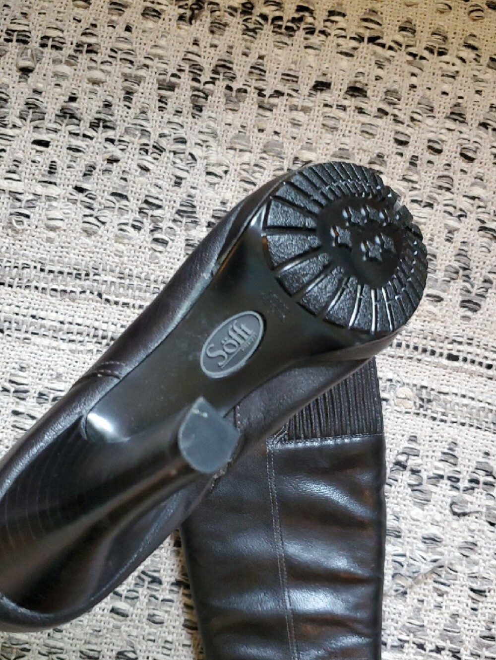 Sofft Black Leather Knee-High Heeled Boots - Picture 4 of 10